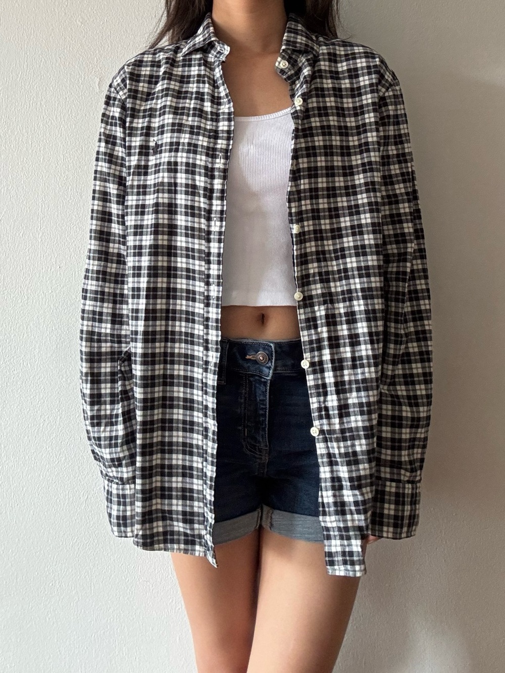 Polo Ralph Lauren black and white plaid button up shirt